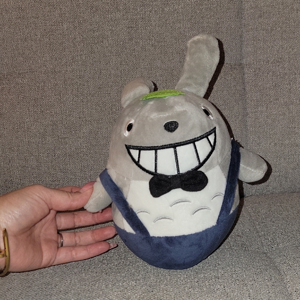 Charming Gray and Blue Totoro with Bow Tie